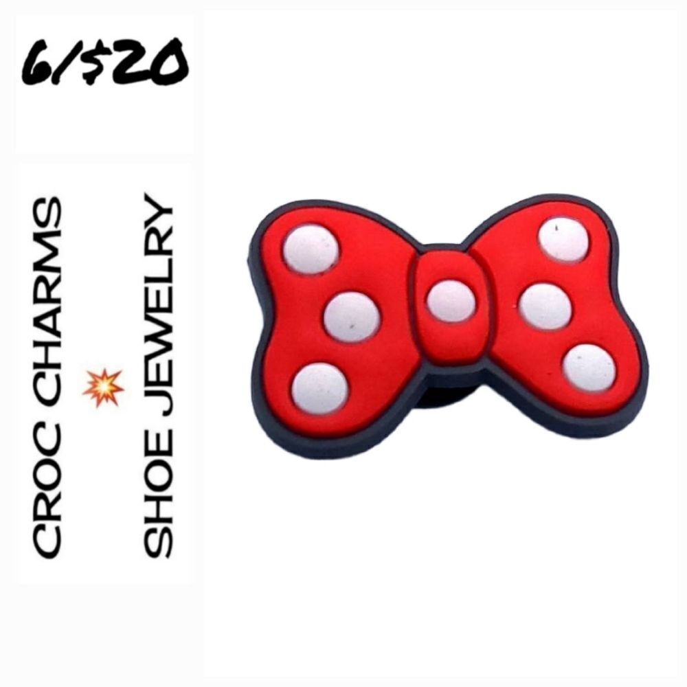 Minnie Mouse Red Polka Dot Hair Bow Rubber Shoe Charm 👜 Shoe Jewelry